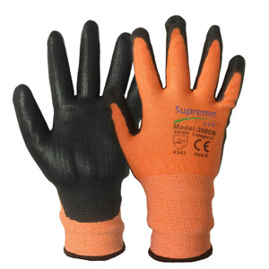 Orange Digit Cut 3 PU Coated Gloves