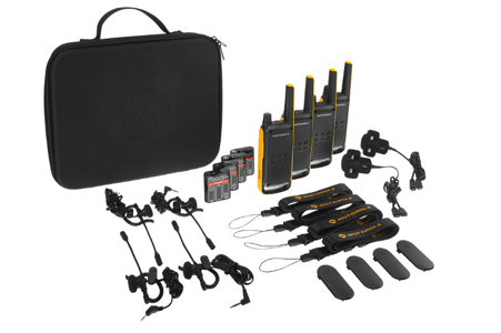 Motorola Two Way Radio, T82 Extreme Quad Pack c/w Earpieces, Batteries and Chargers