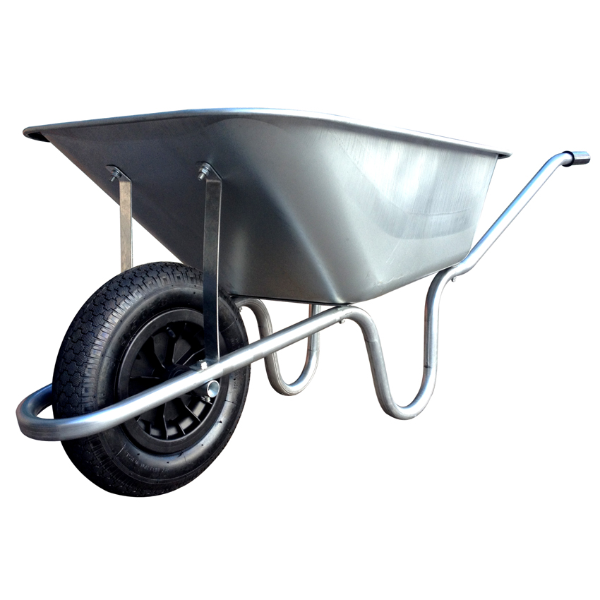 120 Litre Heavy Duty Galvanised Deep Press Pan 'The Invincible' Wheelbarrow with Pneumatic Tyre