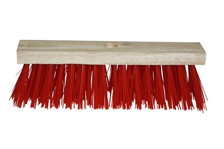 12" Red Polypropylene Hard Bristle Broom Head Only