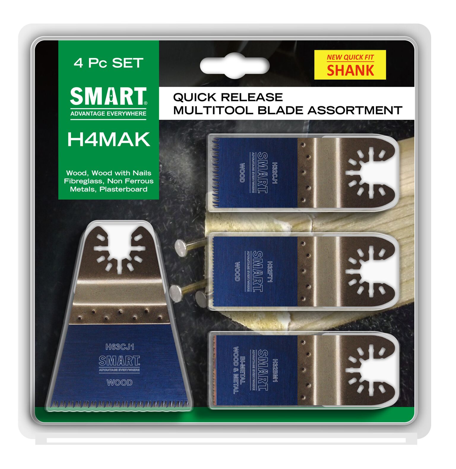 SMART 4 Piece Assorted Set of Blades for Fein Multimaster and Similar