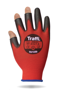 Red Speed Cut 1 PU Coated 3-Digit 'Fingerless' Gloves