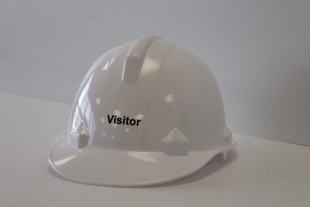 White Standard Safety Helmet c/w 'VISITOR' Sticker to front