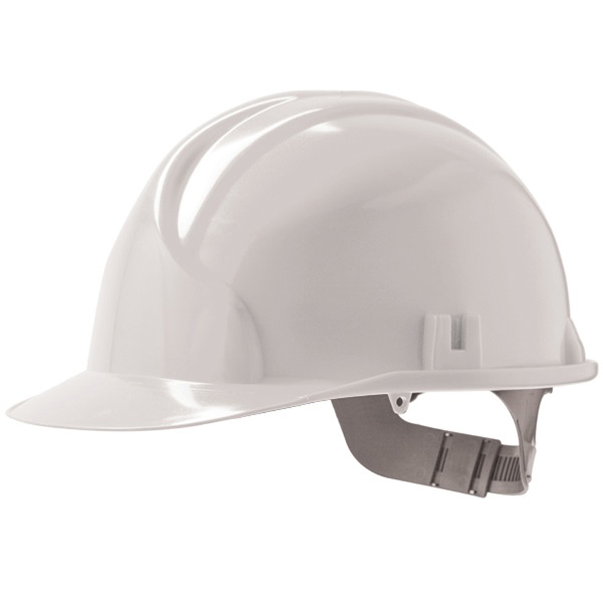 White JSP MK2 HDPE Standard Poly/Slip Ratchet Safety Helmet