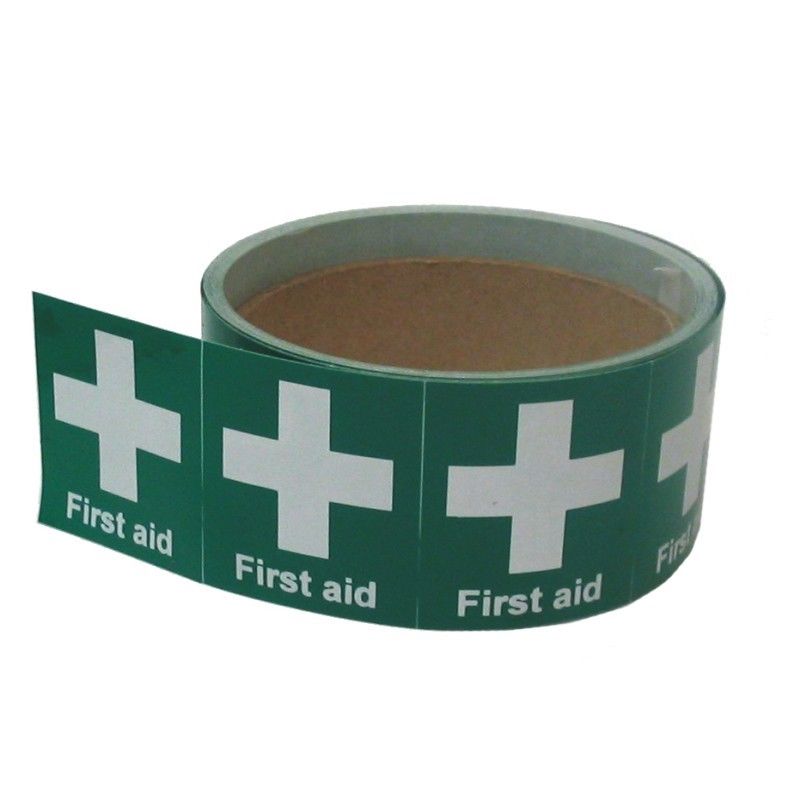 25mm x 25mm Helmet Stickers with First Aid Logo