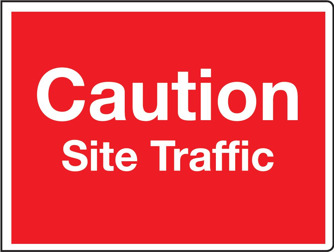 450 x 600 Caution site traffic 1.2mm rigid polypropylene sign