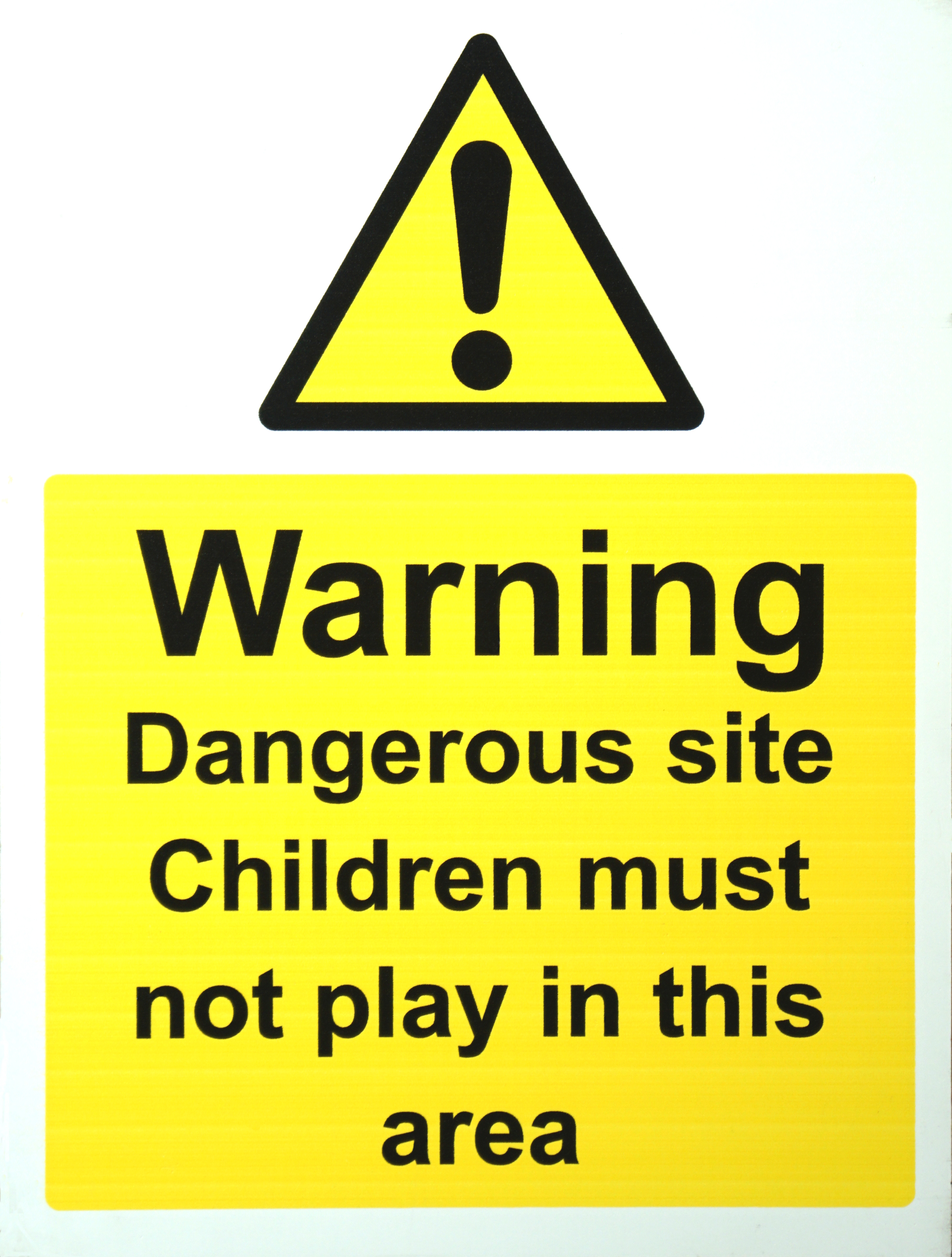 400x300 Warning dangerous site children must not play in this area sign 1mm rigid plastic