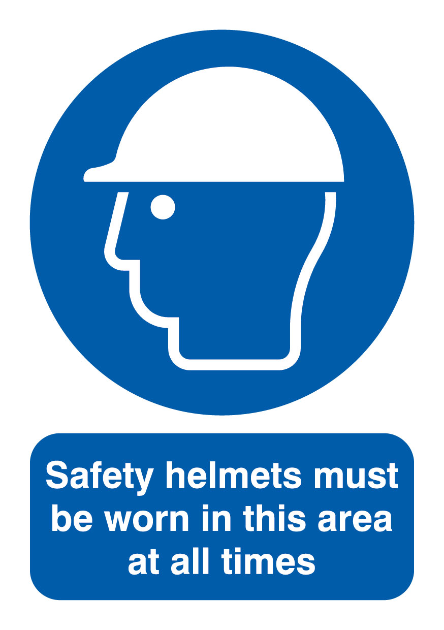 400 x 300 Safety Helmets must be worn in this area at all times, 1.2mm rigid polypropylene sign