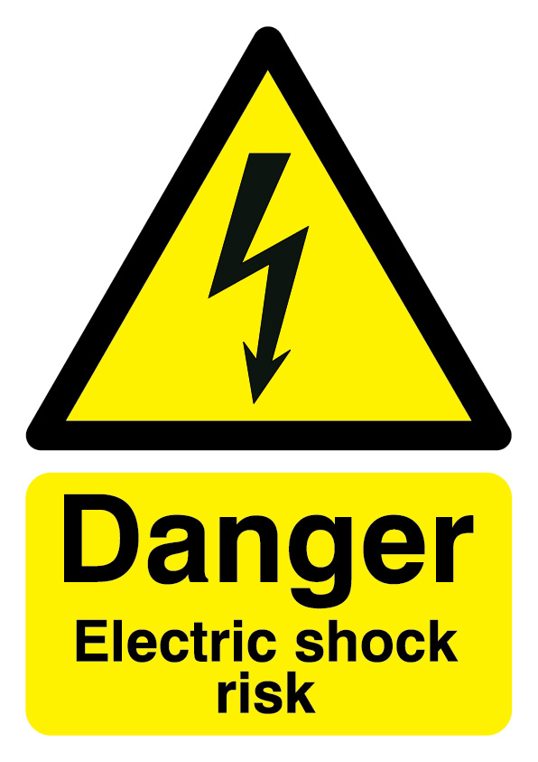 420 x 297 Danger electric shock risk 1.2mm rigid polypropylene sign