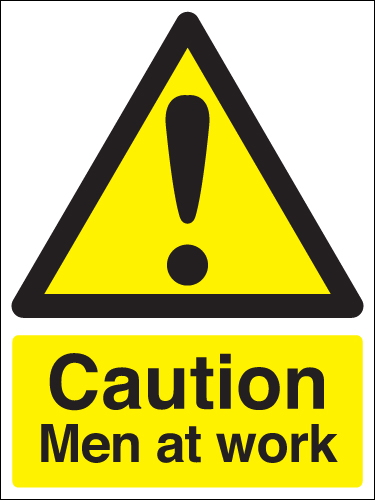 400x300mm Caution Men at Work Sign, 4mm Fluted Polypropylene