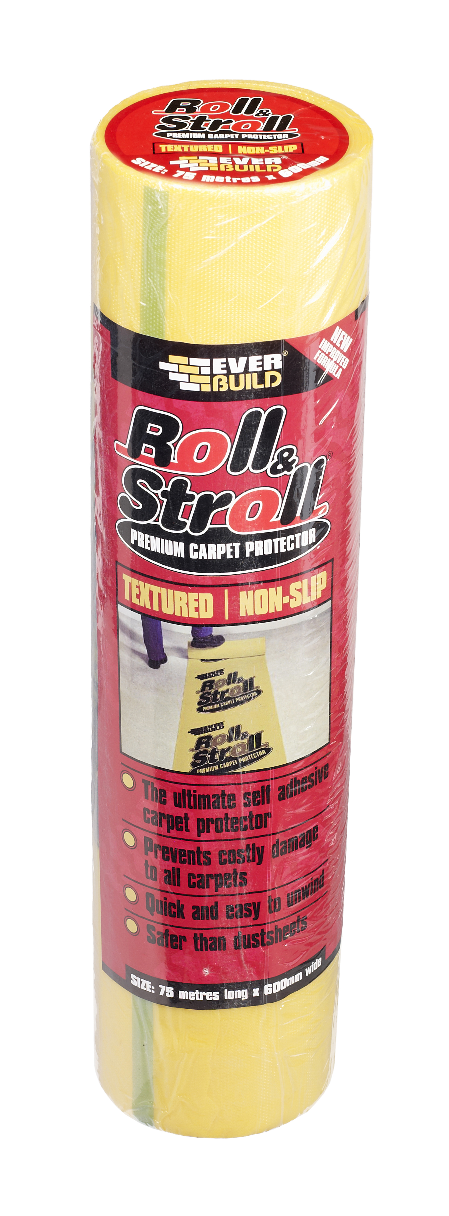600mm x 75m Roll & Stroll Textured Non-Slip Carpet Protector