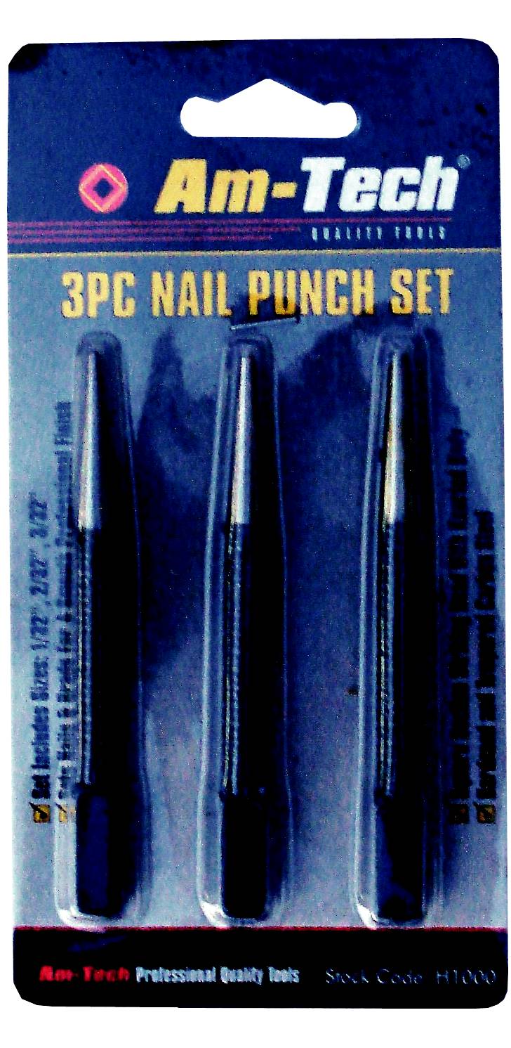 Set of 3 Contractors Nail Punch Set